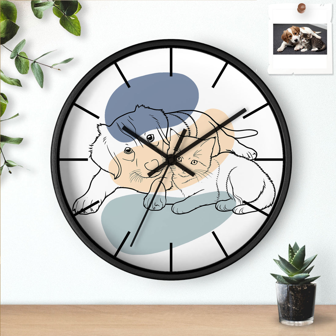 Custom Pet Portrait Minimalist Line Drawing, Turn Photo to Art Gift Wall Clock