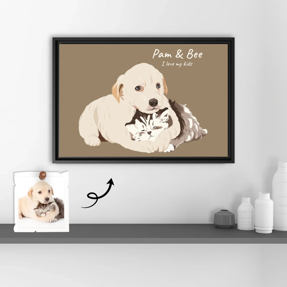 Turn Photo To Art Canvas For Pet Lovers, Personalized Cat Memorial Gift, Dog Loss Keepsake, Dog Mom Cat Dad Decorative Canvas-BeUnikArt