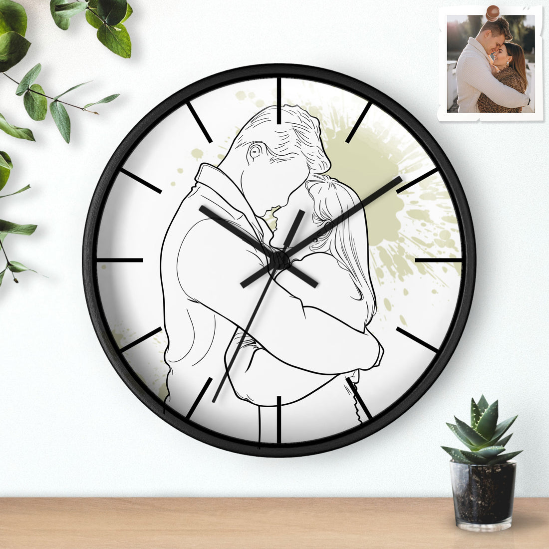 Personalized Couple Drawing, Meaningful Anniversary or Date Gift Clock