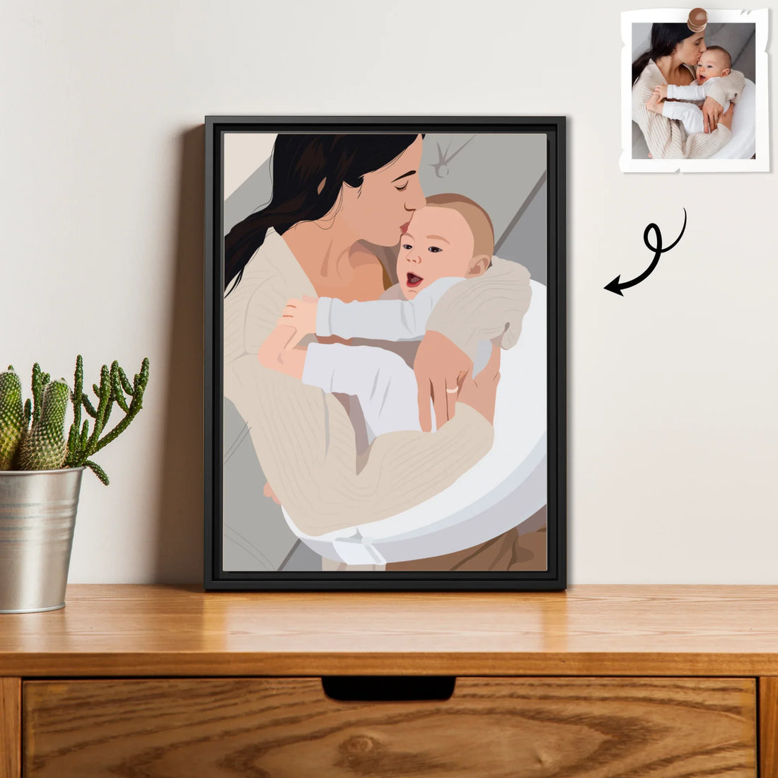 Happy Mothers Day Gift, Customized Portrait Photo to Illustration Art Paiting, Memorial Canvas-BeUnikArt