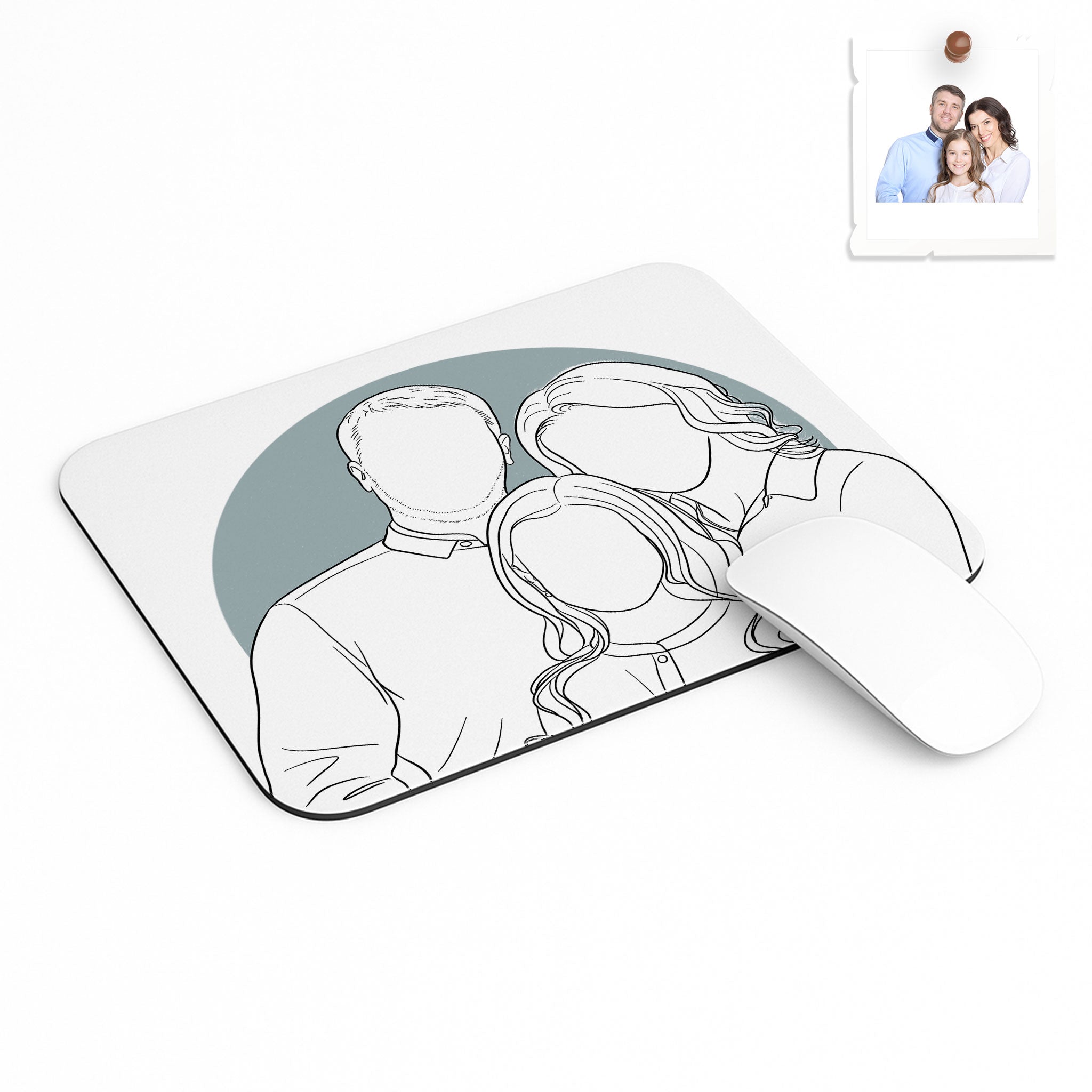 Custom Photo to Line Art Family Picture Rectangle Mouse Pad Minimalist Style Anniversary Gift for Parents