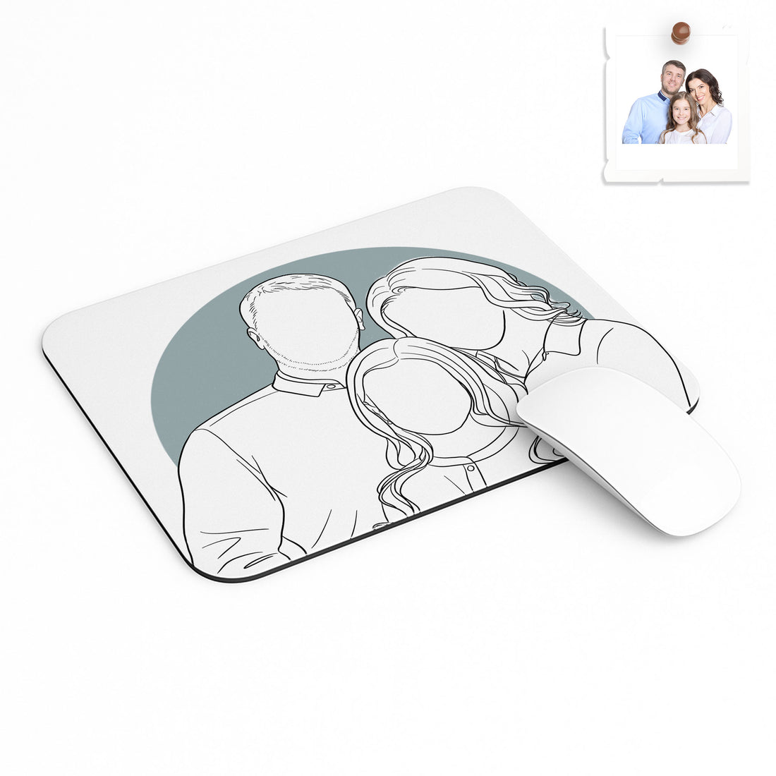 Custom Minimalist Line Art from Photo, Thoughtful Anniversary or Family Gift Rectangle Mouse Pad