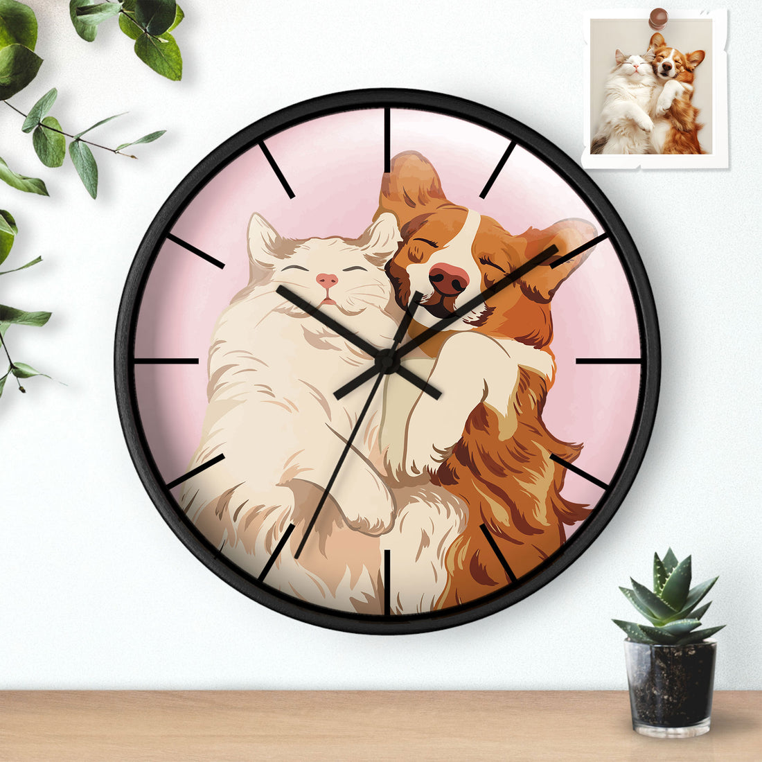 Customized Pet Lover Portrait Photo to Illustration Art, Pet Birthday Gift Clock