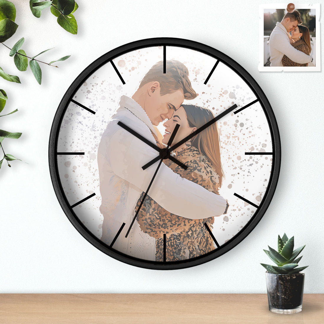 Custom Sweet Moment into Illustration Art, Romantic Couple Gift Clock