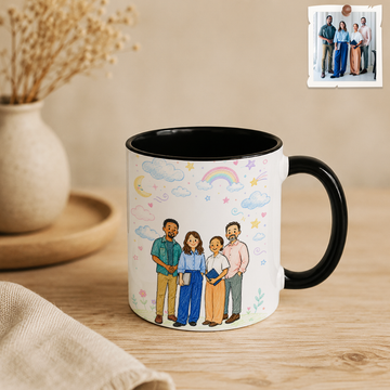 Personalized Photo to Crayon Team Art Accent Coffee Mug (11, 15oz)