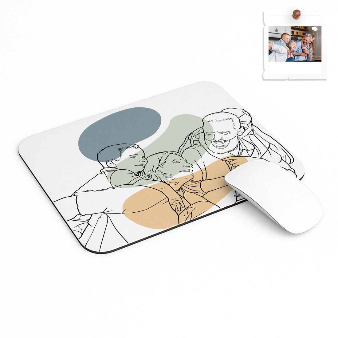 Custom Family Line Art Portrait, Father's or Mother's Day Gift Rectangle Mouse Pad