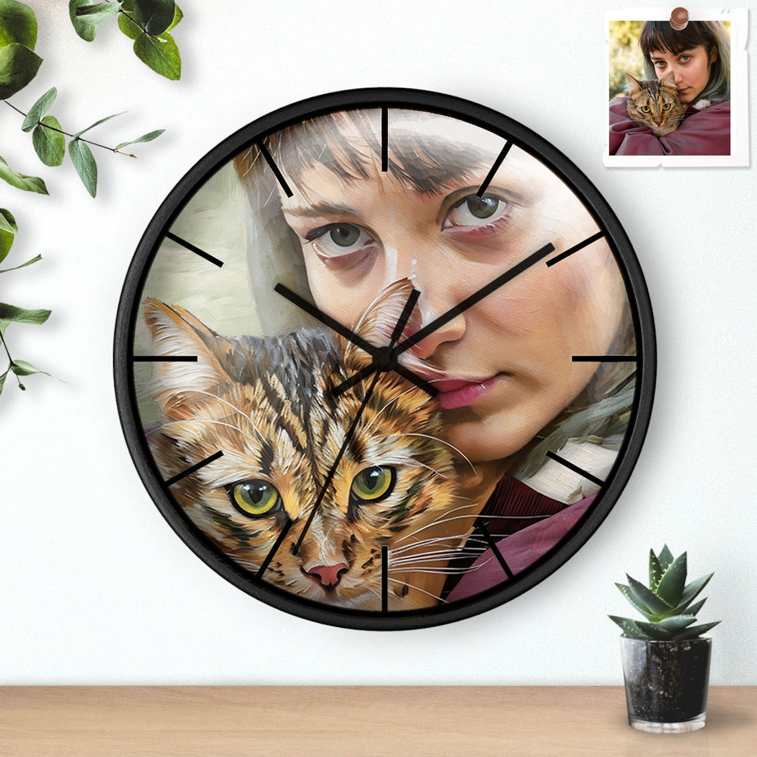 Personalize Your Pet’s Portrait, Turn Photo to Oil Painting Art, Gift for Dog and Cat Lovers Clock