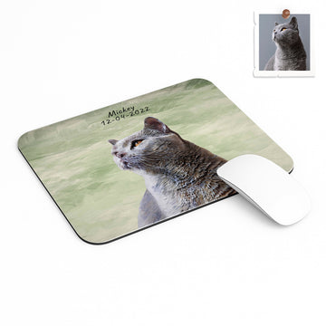 Personalized Photo to Oil Painting Pet Portrait Rectangle Mouse Pad Illustration Style Gift for Dog & Cat Lovers