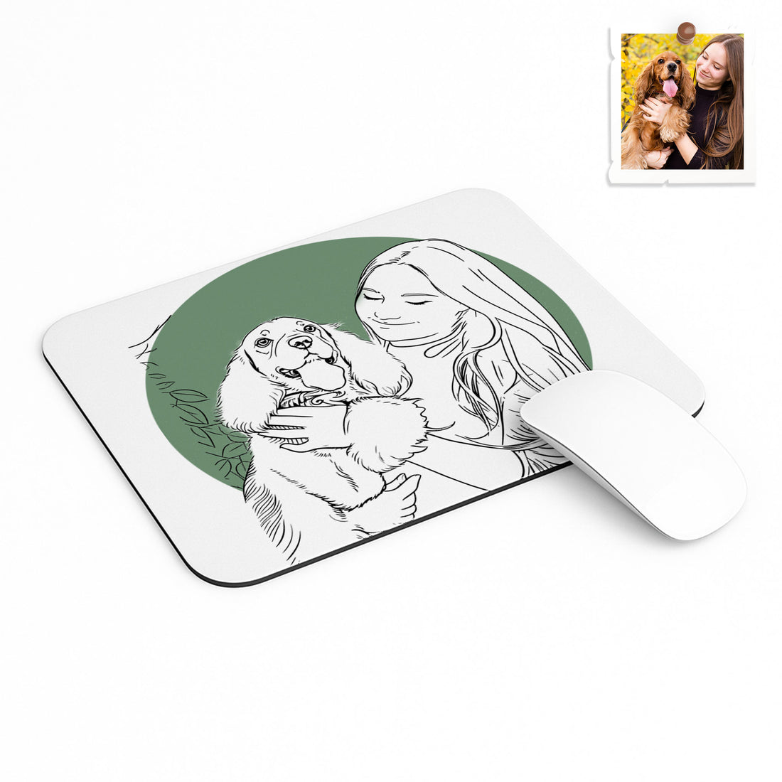 Custom Pet Photo to Line Art, Personalized Pet Lover Gift Rectangle Mouse Pad