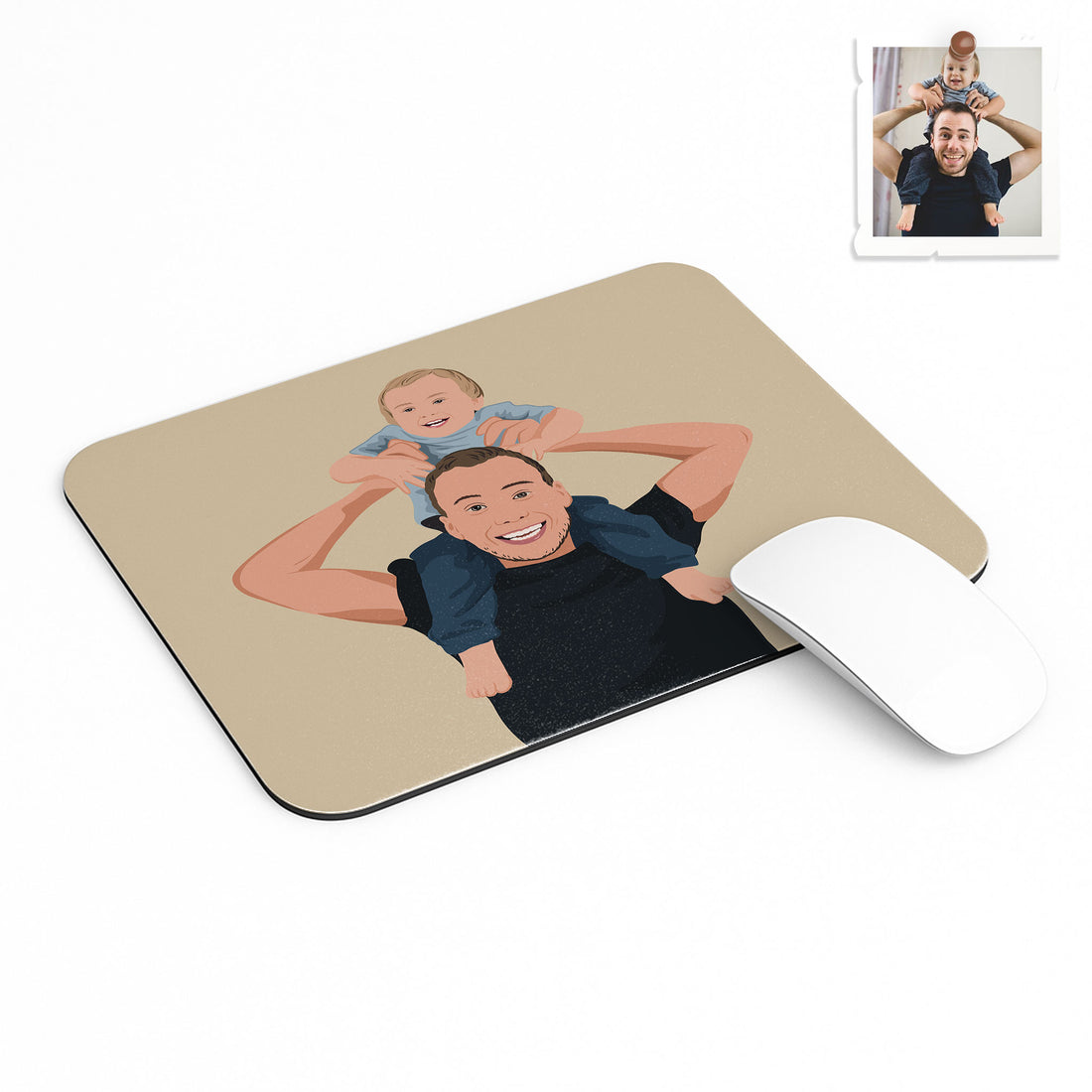 Personalized Turn Photo To Art Illustration Drawing, Dad Portrait Father's Day Gift Rectangle Mouse Pad