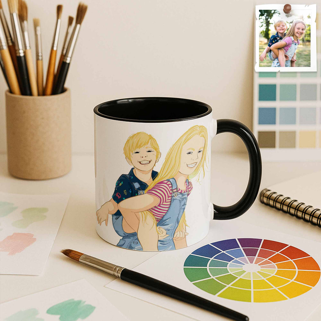 Custom Baby Portrait from Photo, Personalized Art Mug, Thoughtful Gift for Baby Shower, Accent Coffee Mug (11, 15oz)-BeUnikArt