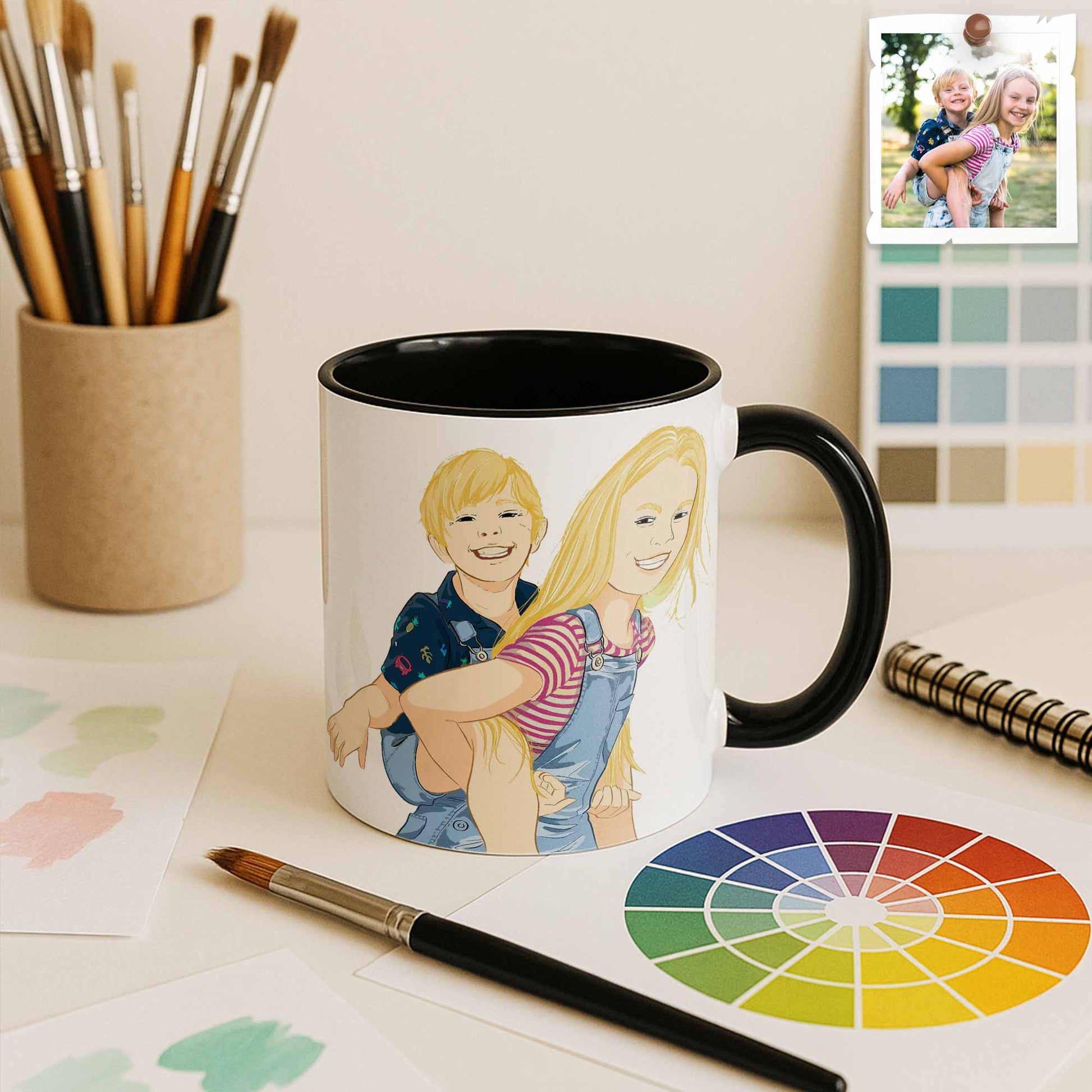 Custom Baby Portrait from Photo, Personalized Art Mug, Thoughtful Gift for Baby Shower, Accent Coffee Mug (11, 15oz)-BeUnikArt