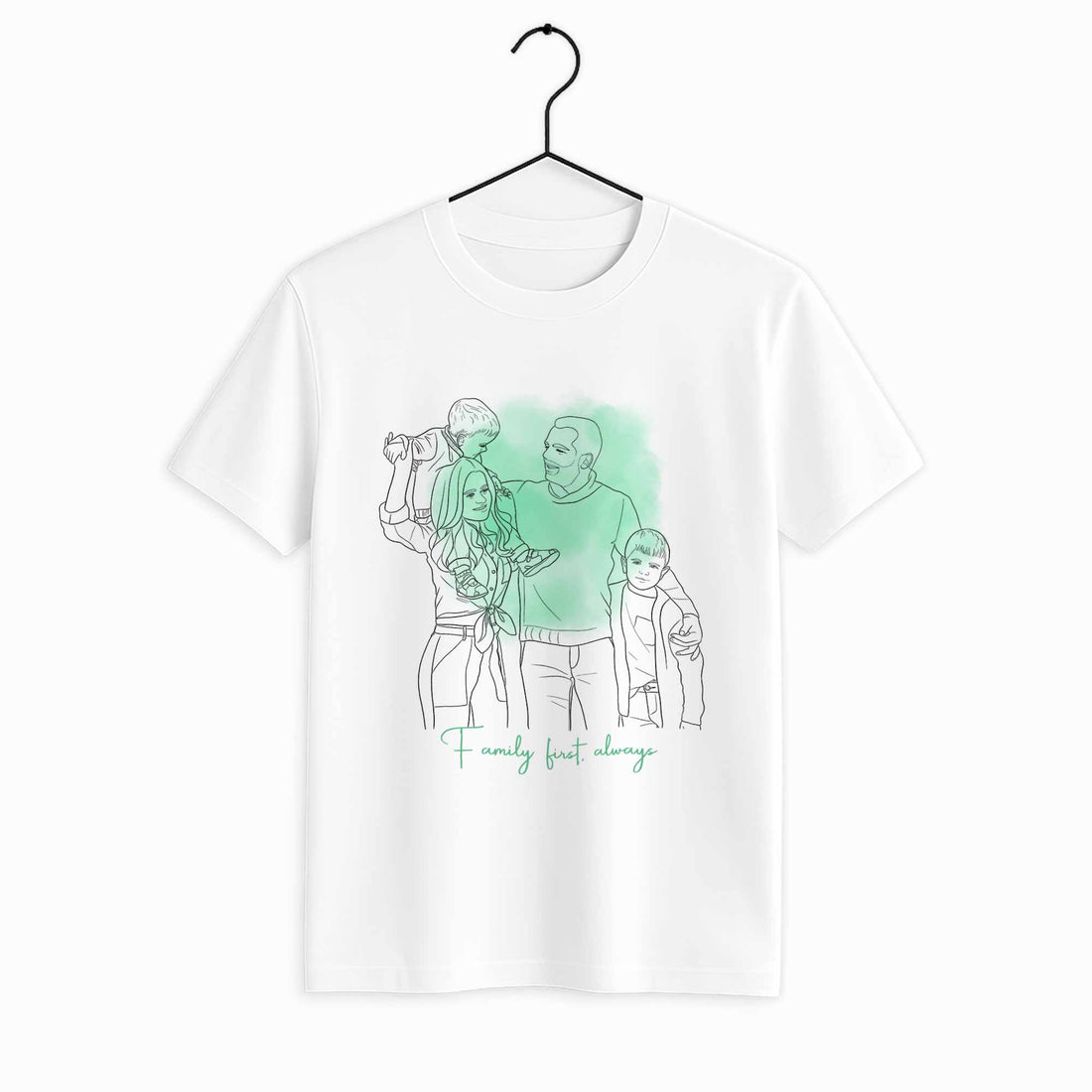 Custom Family Photo Turn To Line Art, Perfect Gift for Father, Mother's Day Unisex Crewneck T-shirt S-5XL
