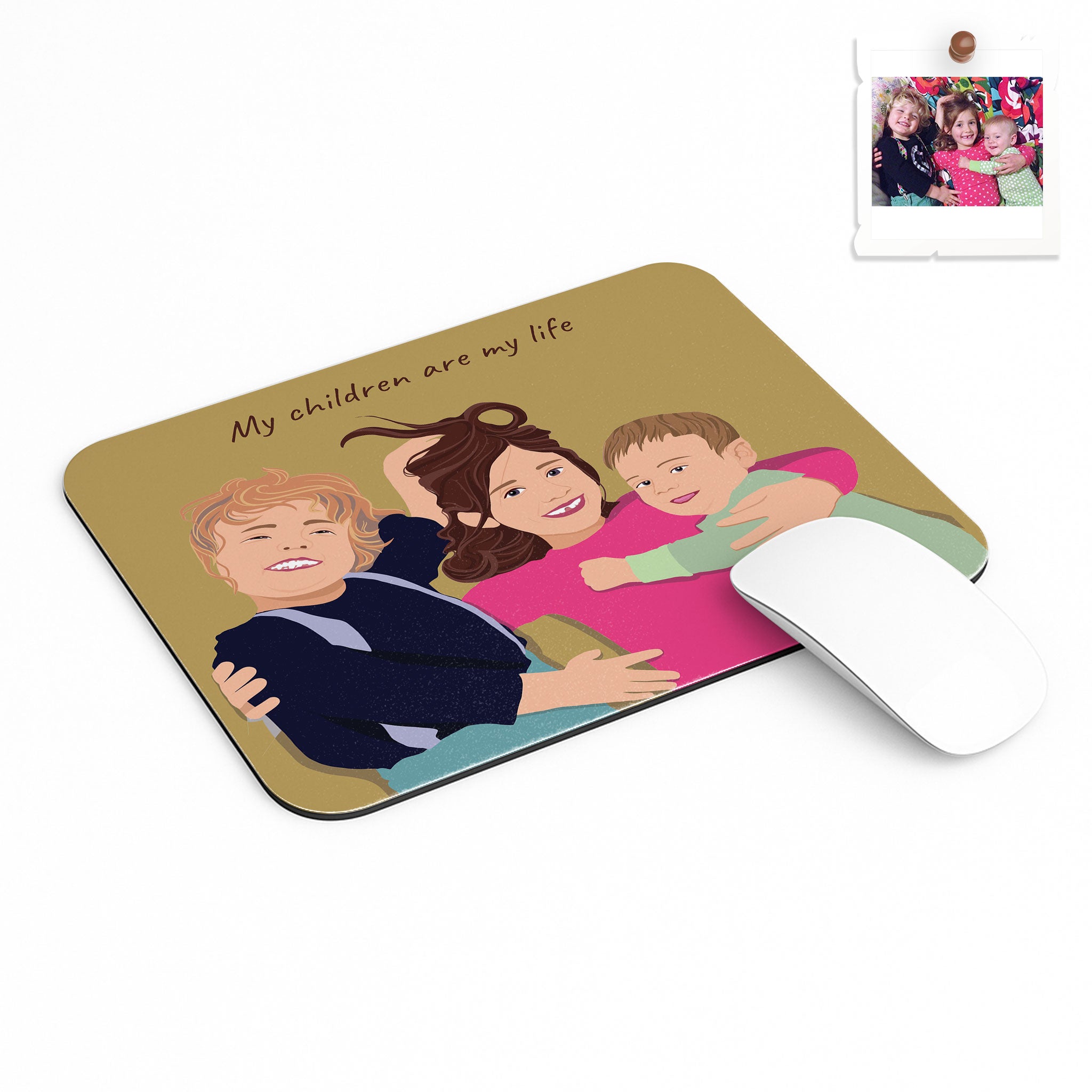 Custom Illustration from Photo Baby Portrait Rectangle Mouse Pad Digital Art Style Thoughtful Baby Shower or Arrival Gift