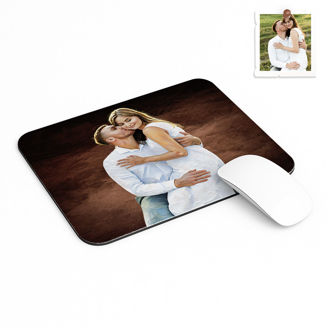 Customized First Date or Wedding Photo to Art, Couple Gift Rectangle Mouse Pad