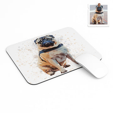 Personalized Illustration from Photo Pet Moment Rectangle Mouse Pad Digital Art Style Animal Lover Gift