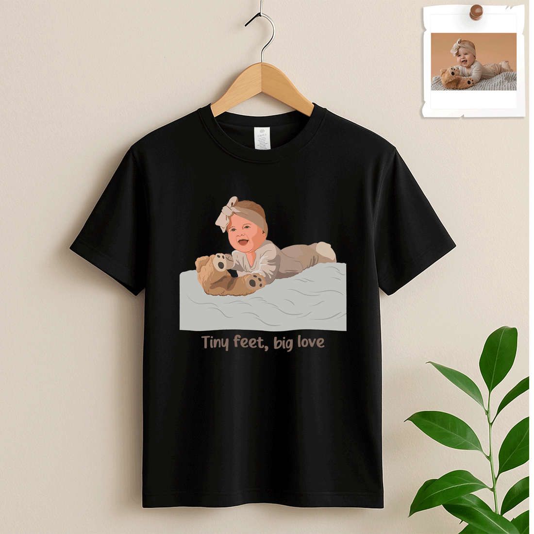 Custom Baby Portrait Photo Art, Personalized Baby Illustration Painting, Baby Shower Gift, Newborn Keepsake Unisex Crewneck T-shirt S-5XL