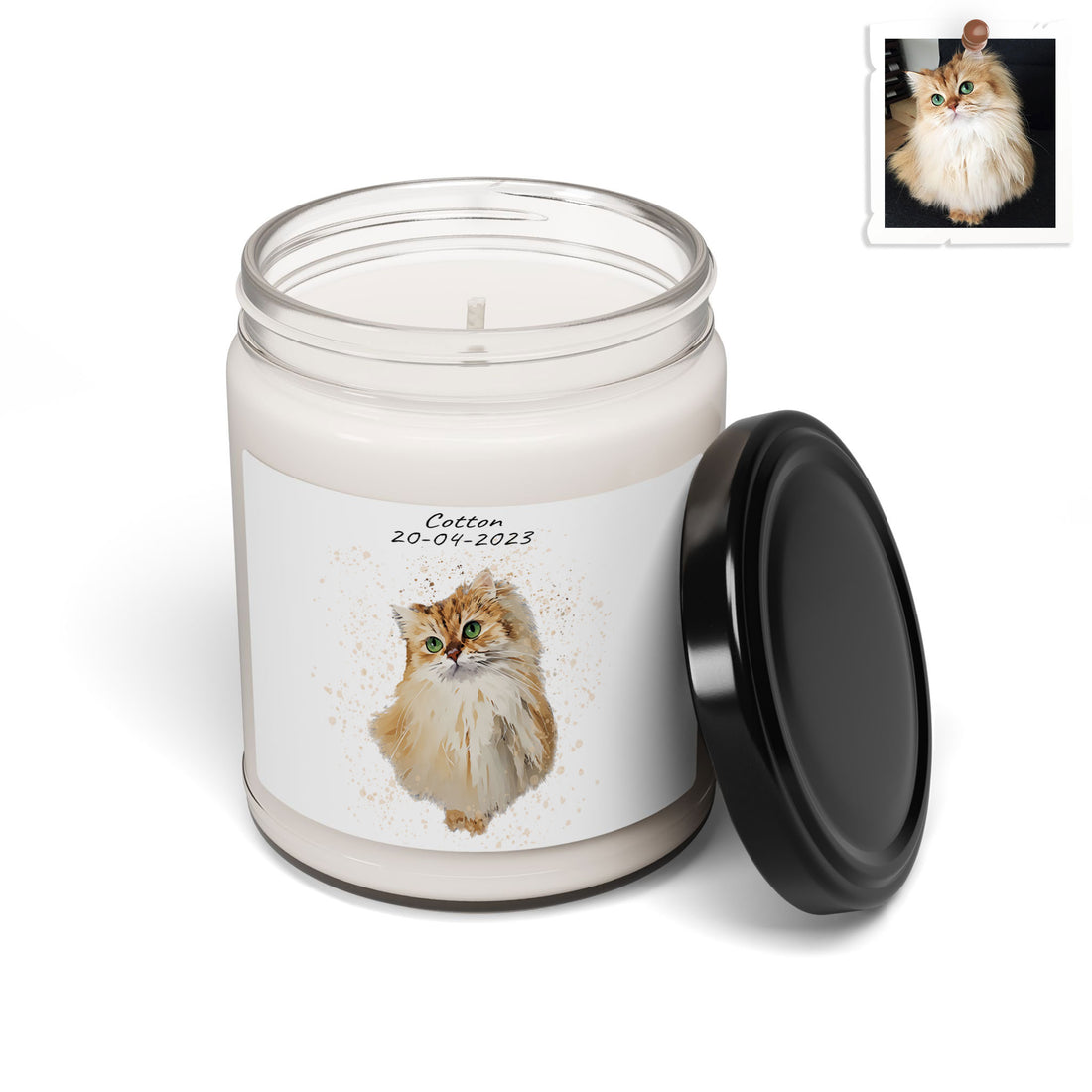 Custom Dog or Cat Portrait, Illustration Style Pet Lover Gift Scented Soy Candle, 9oz