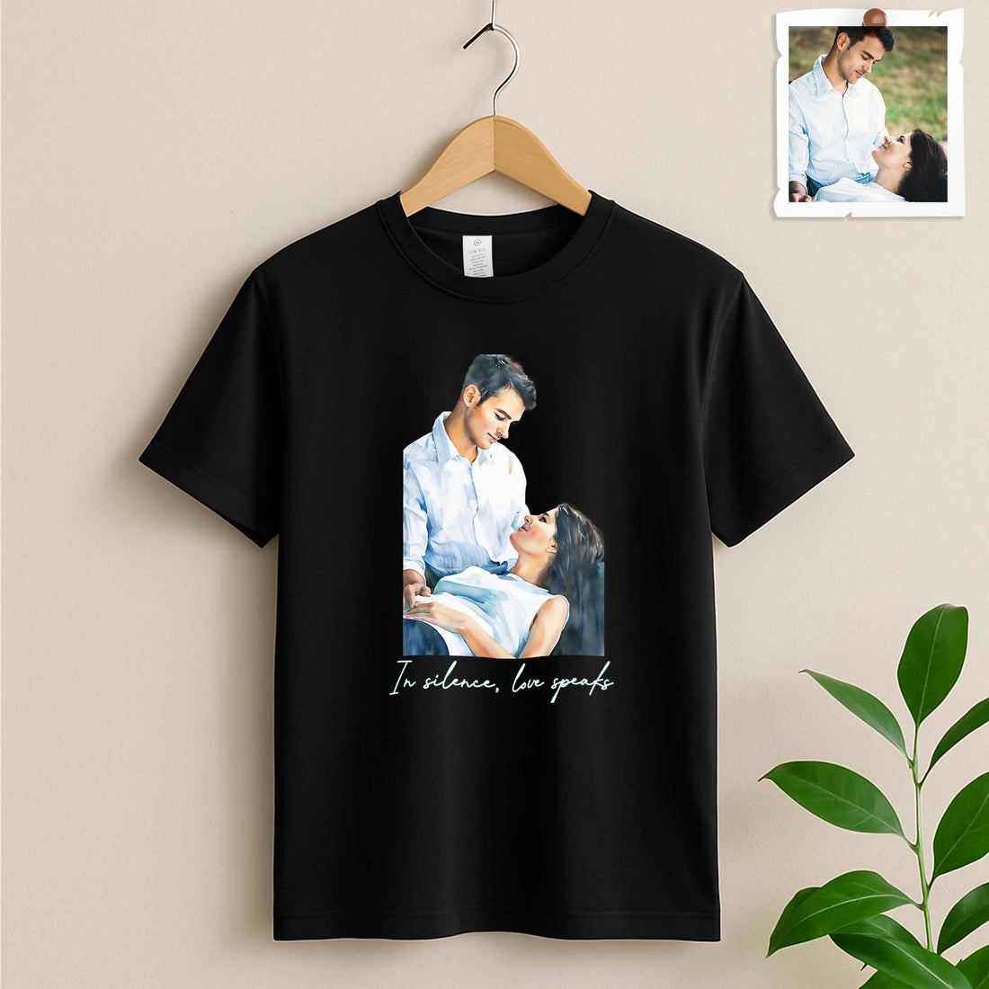 Custom Couple Portrait, Turn Photo to Unique Watercolor Style Art, Perfect Gift Unisex Crewneck T-shirt S-5XL