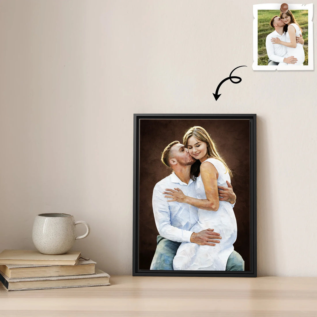 Customized Photo Turn Your First Date or Wedding Photo to Art, Personalized Oil Painting Style Couple Canvas-BeUnikArt