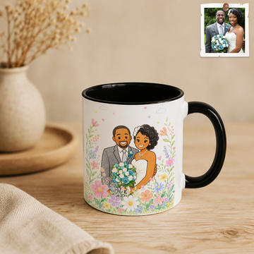 Personalized Photo to Crayon Wedding Art Accent Coffee Mug (11, 15oz)