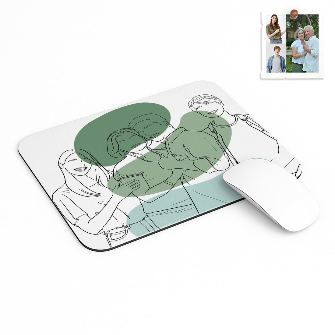 Personalized Turn Art Photo to Line Art, Couple Anniversary or Family Gift Rectangle Mouse Pad