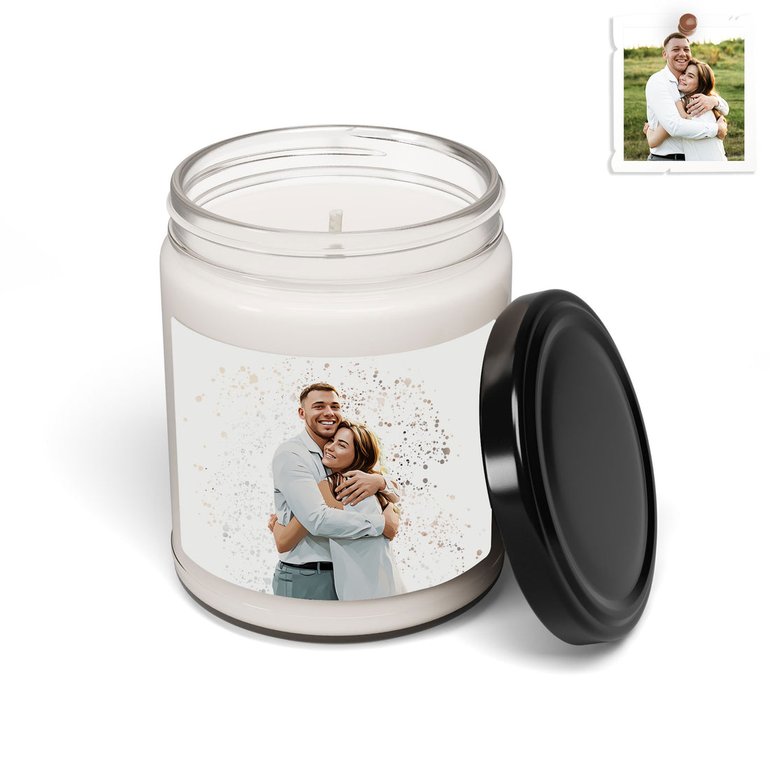 Turn Couple Photo into Illustration Art, Capture Sweetest Moments Scented Soy Candle, 9oz