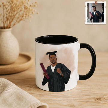 Personalized Graduation Photo to Illustration Accent Mug with Custom Text