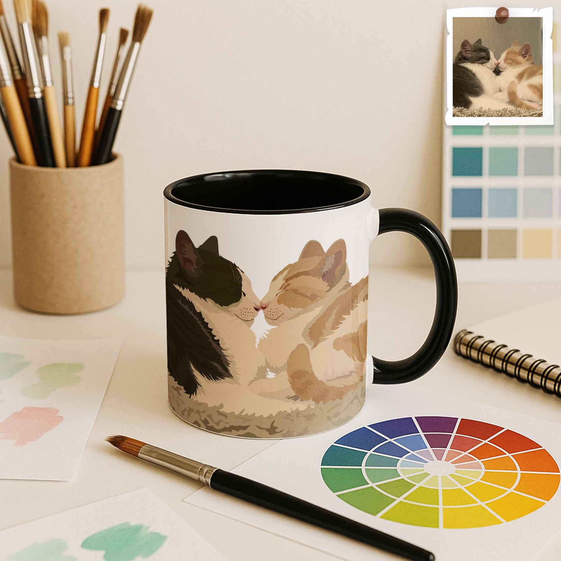 Personalized Cat Mom Turn Photo To Art Gift Idea, Keepsake For Pet Lover, Dog Memorial Accent Mug Coffee (11, 15oz)-BeUnikArt