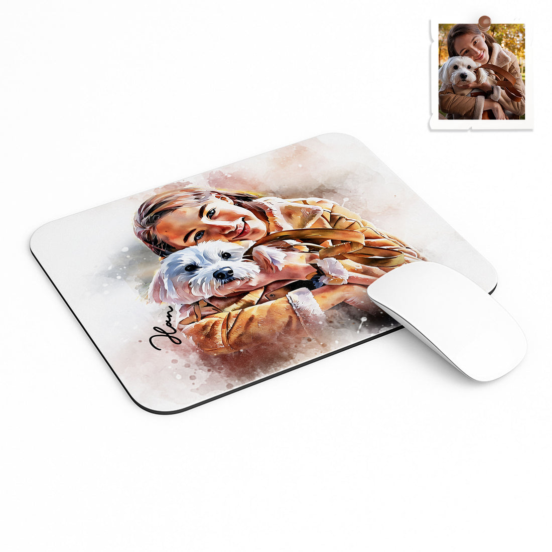 Turn Pet Adventures to Watercolor Art, Fun Dog Cat Lover Gift Rectangle Mouse Pad