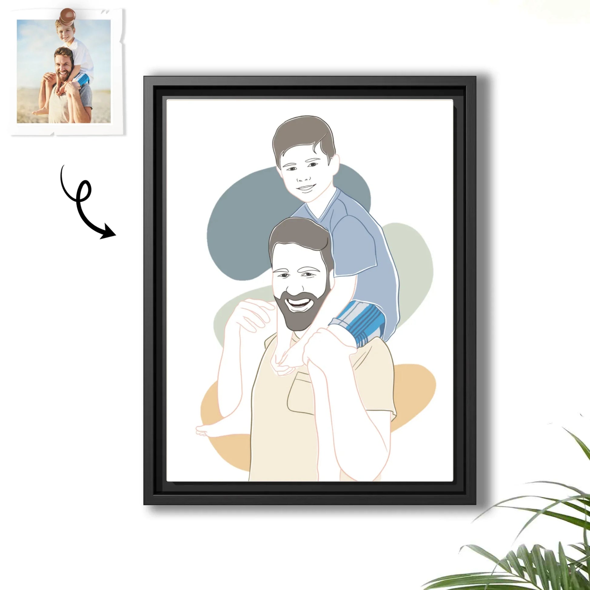 Customized Mom and Baby Dad and Kids Photo Turn to Doodle Art Style, Family Gift Anniversary Canvas-BeUnikArt
