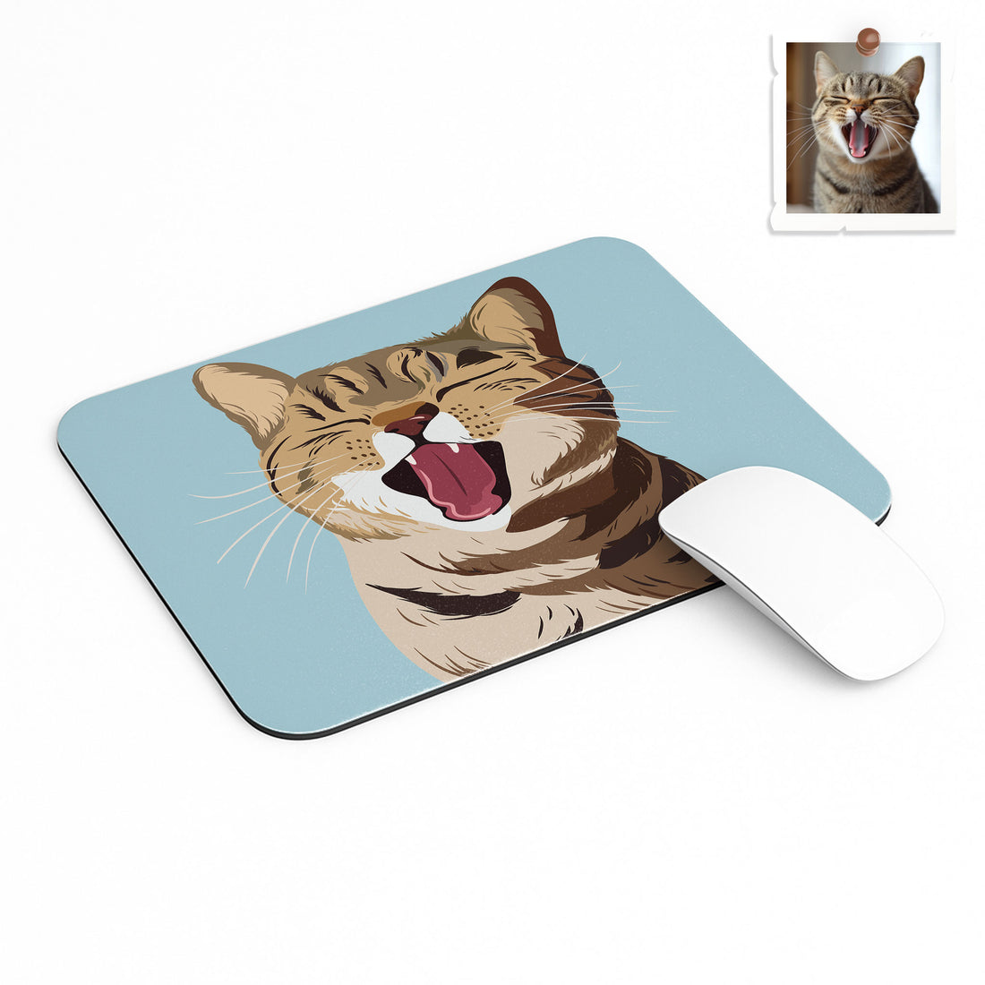 Customized Pet Portrait Illustration from Photo, Pet Birthday or Memorial Gift Rectangle Mouse Pad