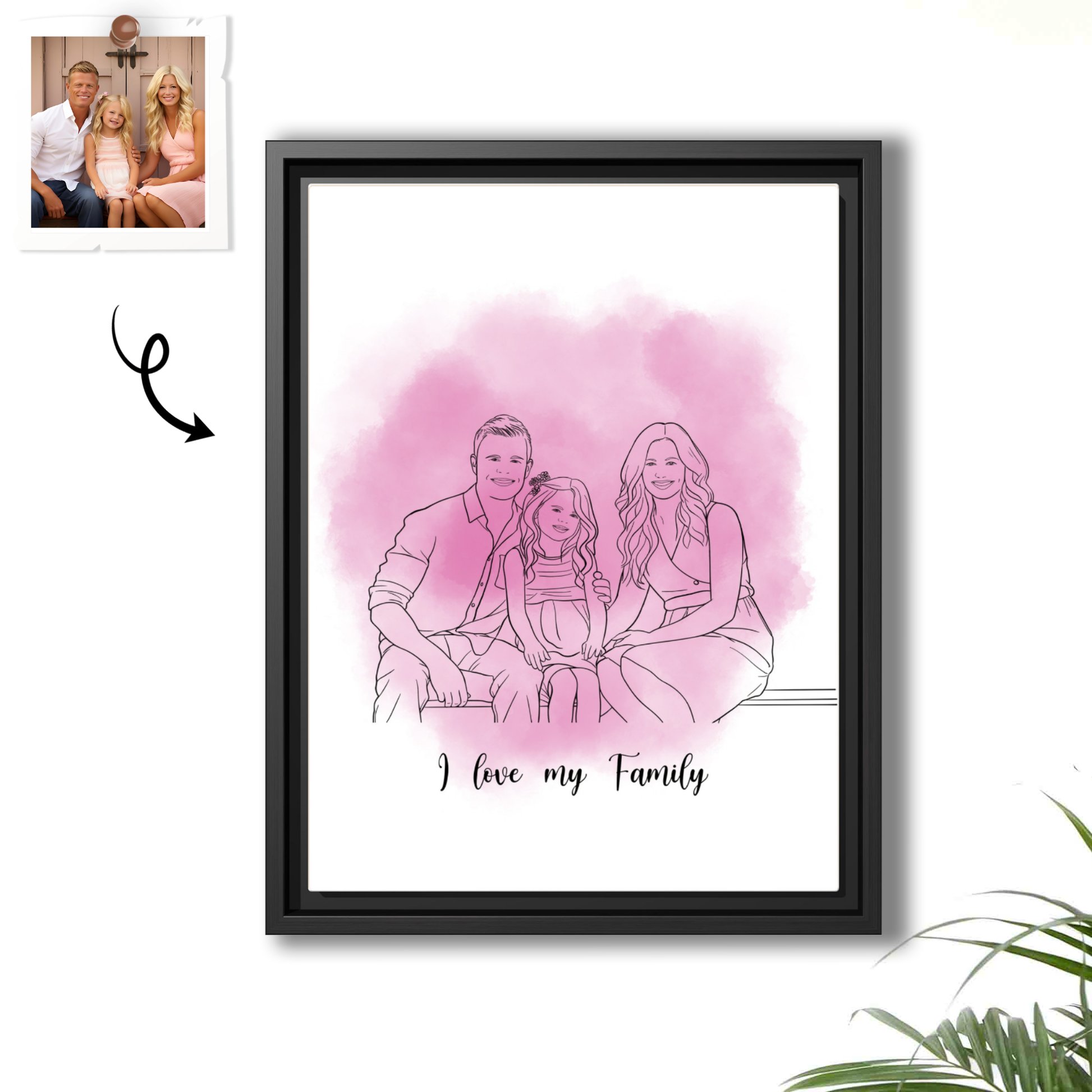 Personalized Photo to Line Art Illustration Anniversary, Family, Father, Mothers Day Canvas-BeUnikArt