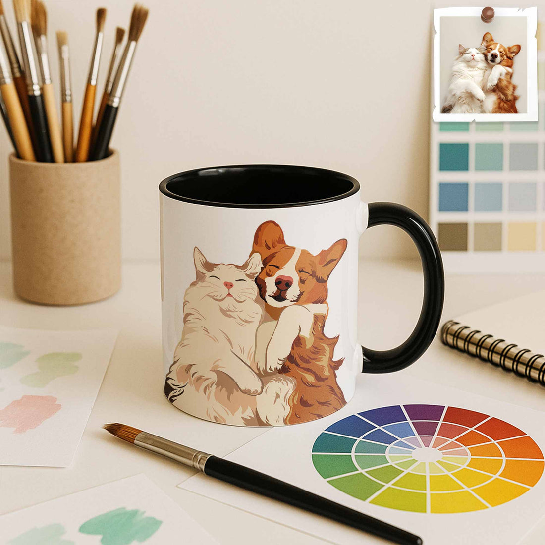 Turn Photo To Art Canvas For Pet Lovers, Personalized Cat Memorial Gift, Pet Keepsake Accent Coffee Mug (11, 15oz)-BeUnikArt