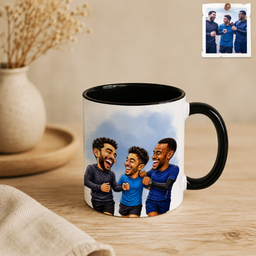 Personalized Photo to Cartoon Friends Art Accent Coffee Mug (11, 15oz)
