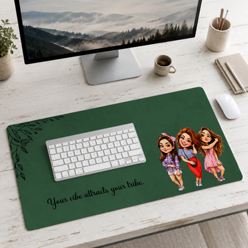 Personalized Friend Photo to Caricature Desk Mat with Custom Text