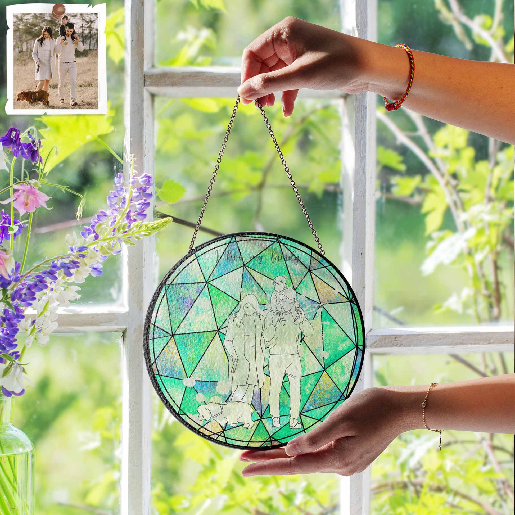 Custom Turn Art Doodle Family Portrait, Turn Art into Glass Suncatcher, Unique Gift for Family-BeUnikArt