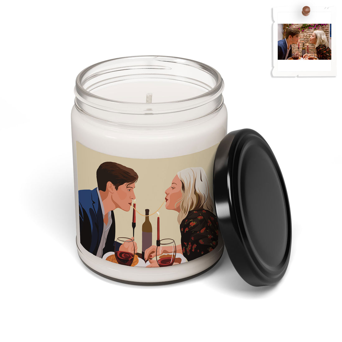 Personalized Couple Illustration Anniversary Gift, Custom Portrait from Photo Scented Soy Candle, 9oz