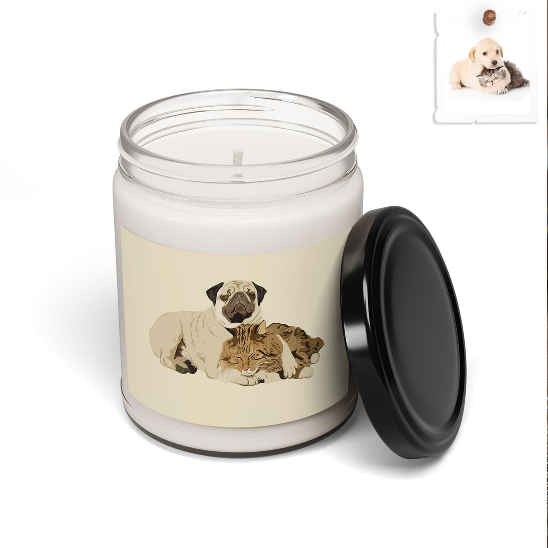 Customized Pet Portrait Illustration from Photo, Pet Birthday or Memorial Gift Scented Soy Candle, 9oz