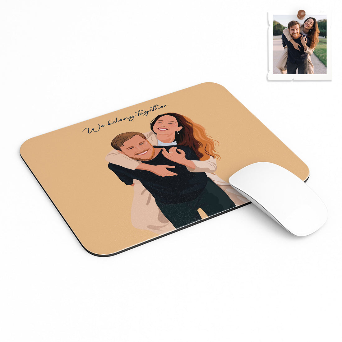 Personalized Wedding Illustration Art, Unique Gift for Newlyweds, Wedding Anniversary Rectangle Mouse Pad