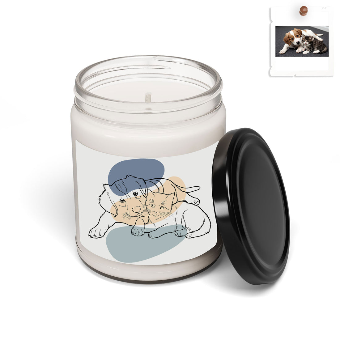 Custom Minimalist Pet Portrait, Turn Pet Photo to Art Gift Scented Soy Candle, 9oz