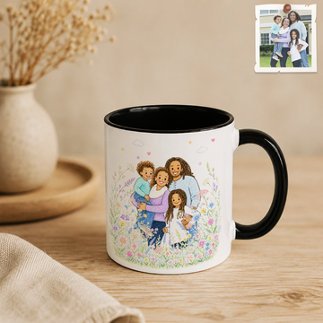 Personalized Photo to Crayon Family Art Accent Coffee Mug (11, 15oz)