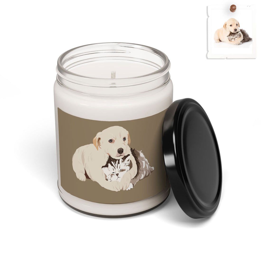 Personalized Turn Photo To Art For Pet Lovers, Dog or Cat Lover Gift Scented Soy Candle, 9oz