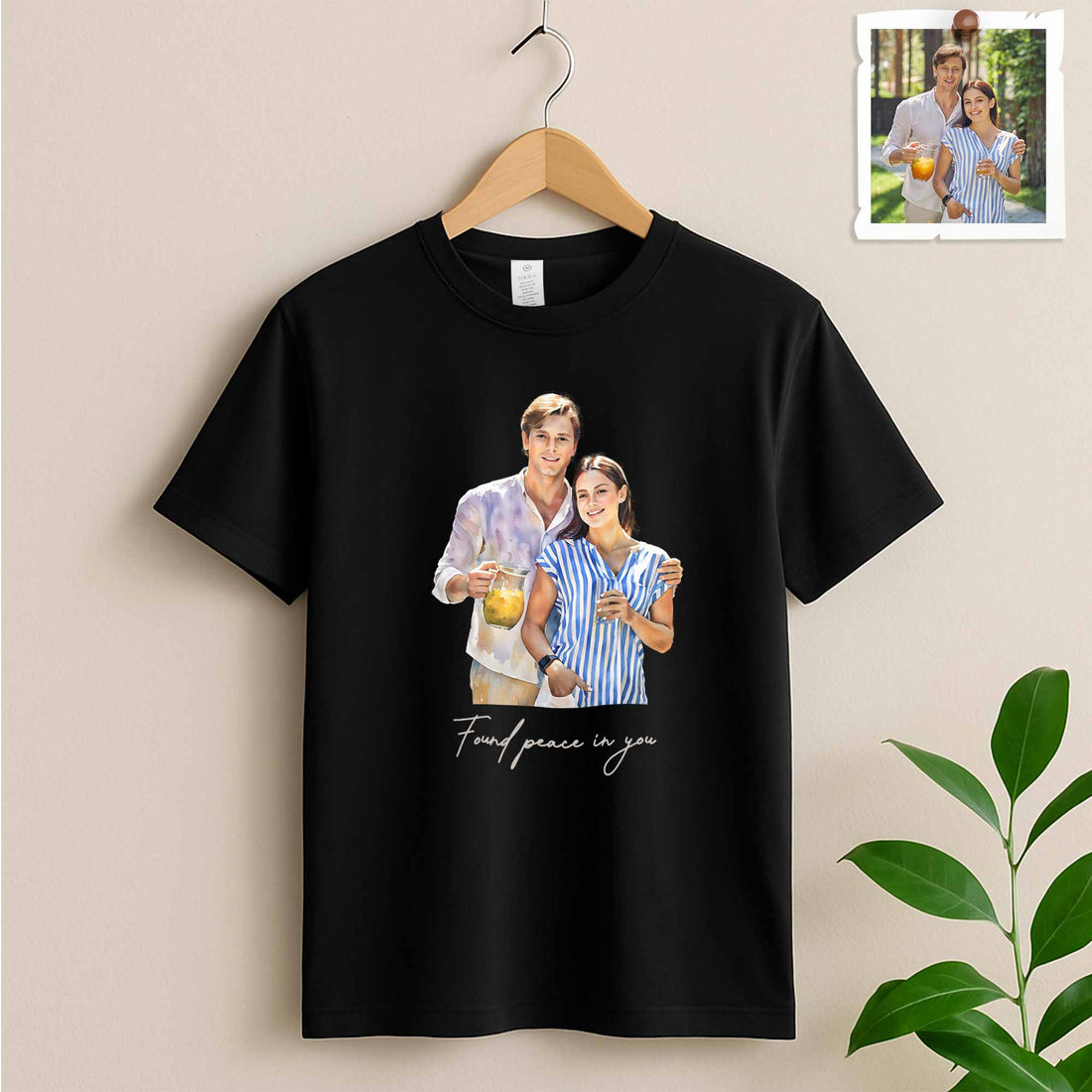 Personalize Your Love Photo To Art, Turn Your Couple Photo Portrait to Watercolor Style Unisex Crewneck T-shirt S-5XL