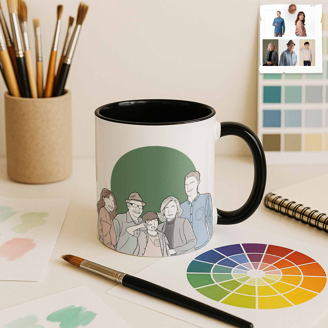 Personalized Turn Family Photo to Doodle Art Style, Perfect Gift for Father, Mother's Day, Accent Coffee Mug (11, 15oz)-BeUnikArt