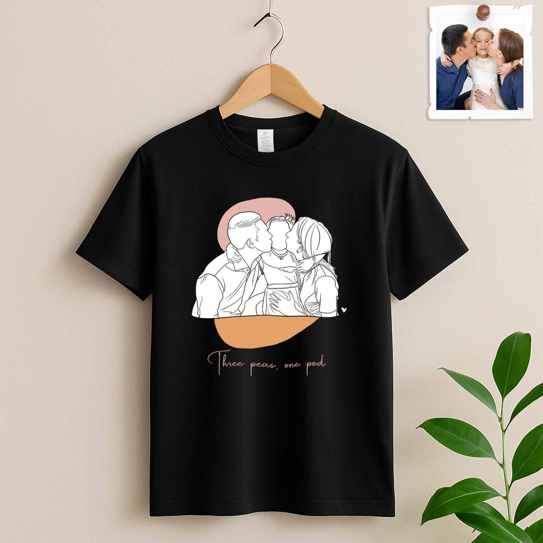 Custom Family Photo Turn To Line Art, Perfect Gift for Father, Mother's Day Unisex Crewneck T-shirt S-5XL
