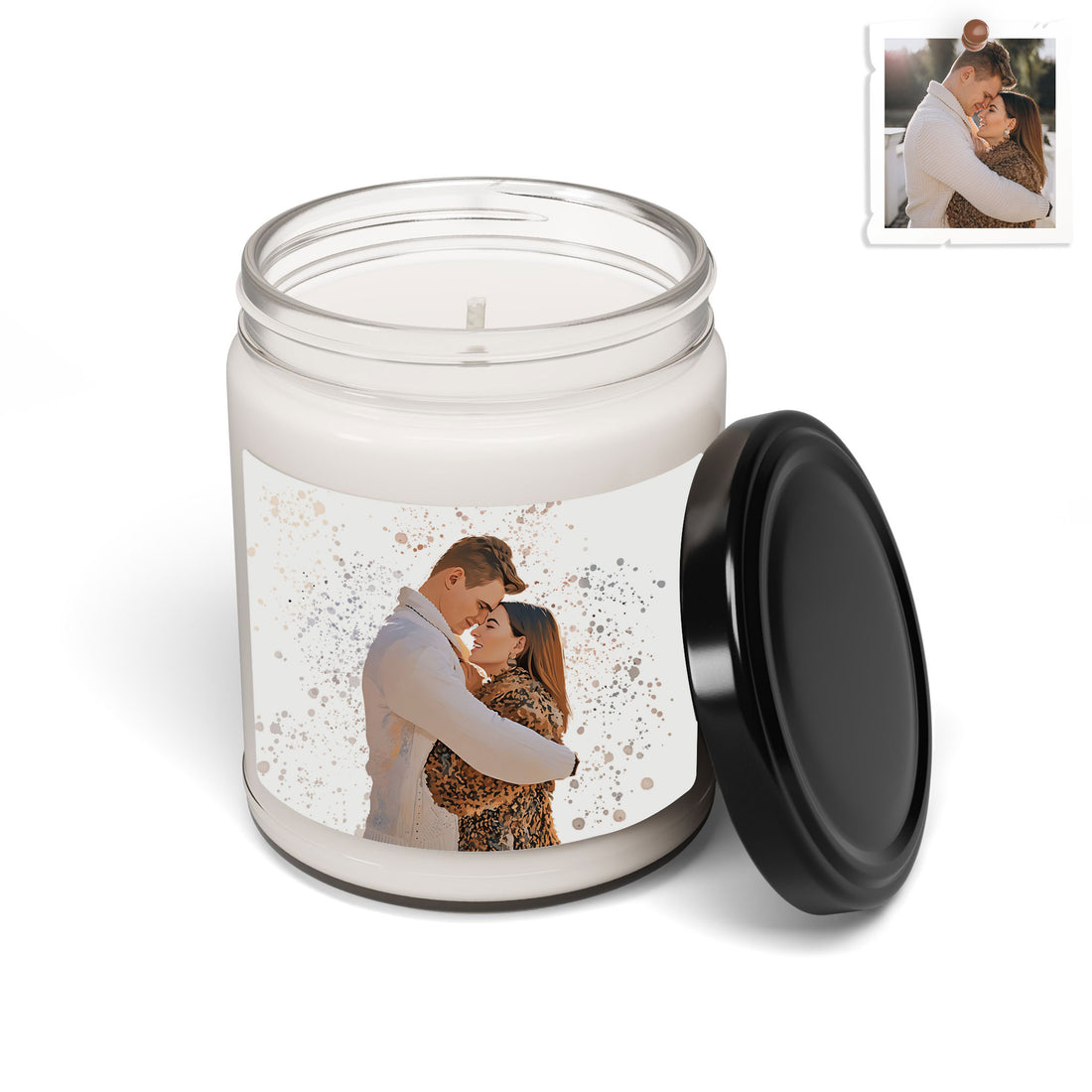 Custom Sweet Couple Moment to Illustration Art, Romantic Gift Scented Soy Candle, 9oz