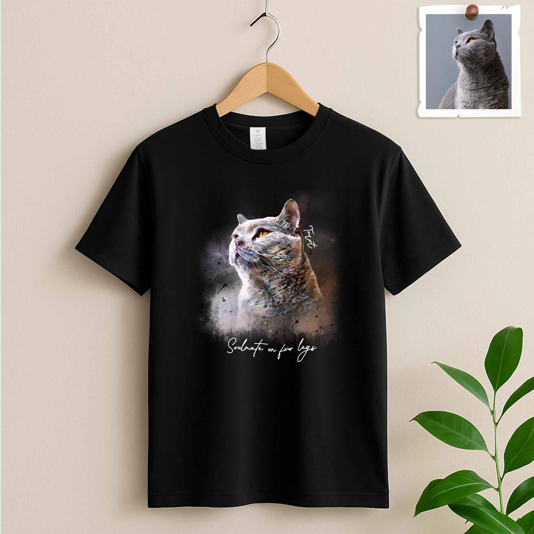Custom Art Express Your Love for Pets, Turn Photo to Watercolor Art, Unique Unisex Crewneck T-shirt S-5XL