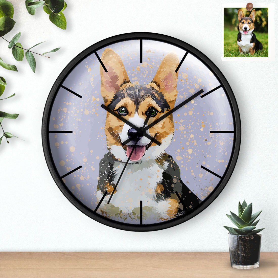 Personalized Pet Memory Moment to Illustration Art, Animal Lovers Gift Wall Clock