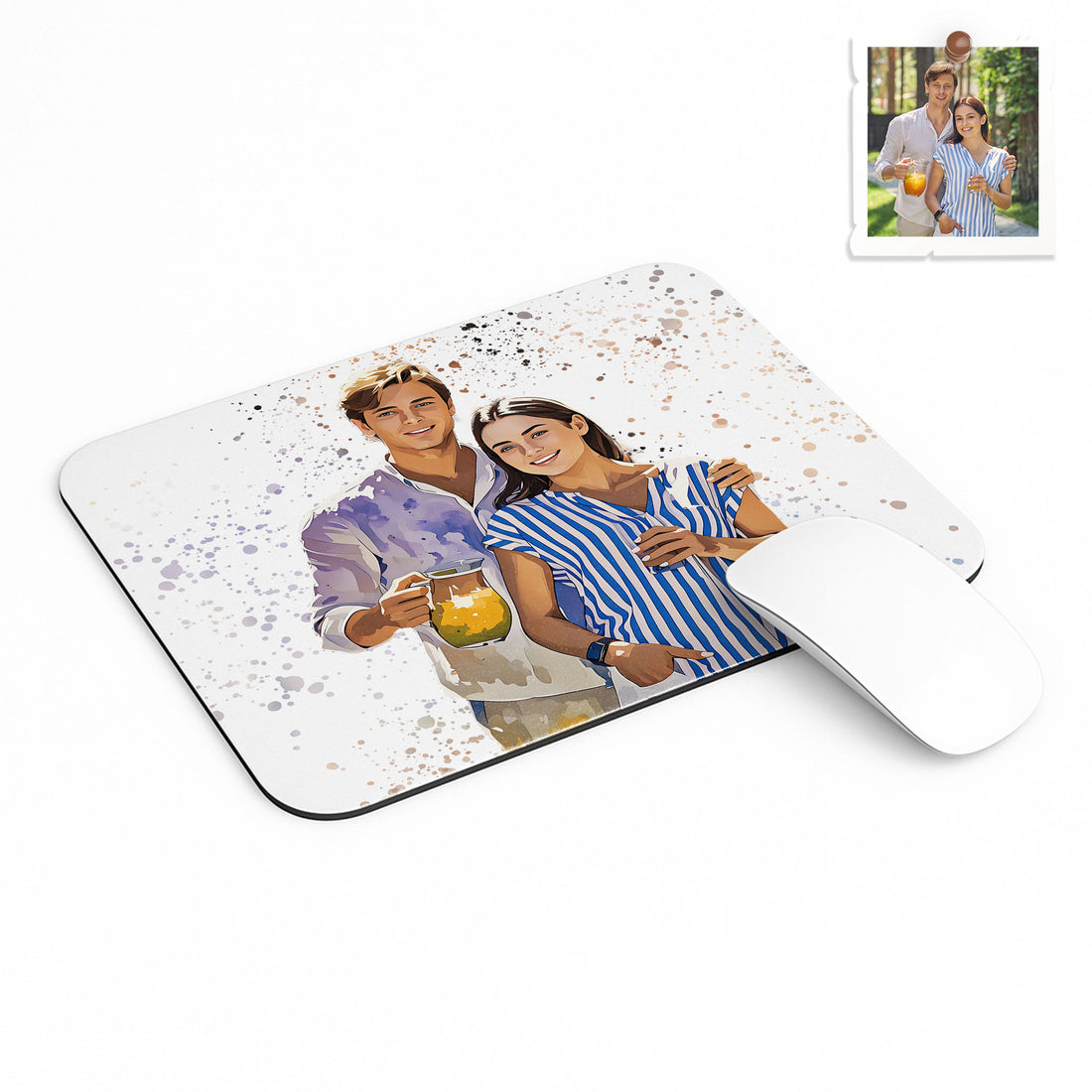 Custom Sweet Couple Moment to Illustration Art, Romantic Gift Rectangle Mouse Pad